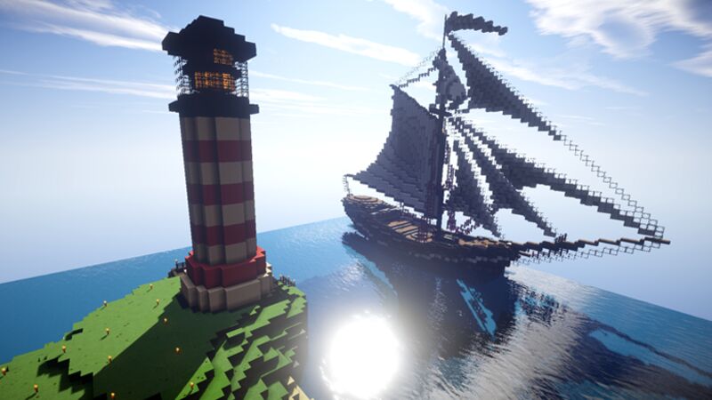 Fountainhead Ship and Lighthouse